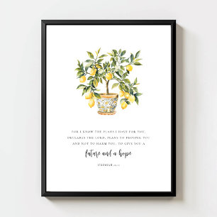 Poster Jeremiah 29:11 Aquarela Moderna Árvore de Limão