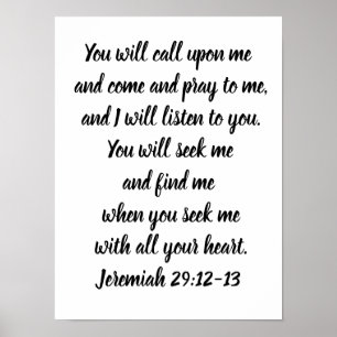 Poster Jeremiah 29:12-13 Bíblia Minimalista Verso