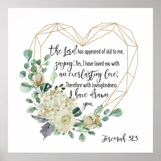 Poster Jeremiah 31:3 Eu te amei, amor eterno (Frente)