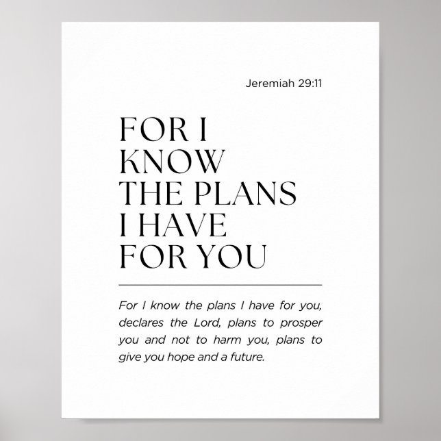Poster Jeremias 29:11 Porque eu sei os planos (Frente)