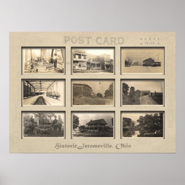 Poster Jeromesville , Ohio Vintage Postcard colage (Frente)
