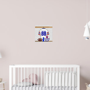 Poster Jérsei azul vermelho branco personalizado do