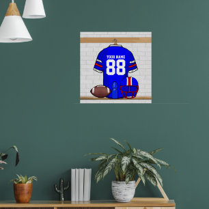 Poster Jérsei Vermelho Branco Azul Personalizado