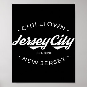 Poster Jersey City Nova Jersey Chilltown - Preto - Pequen