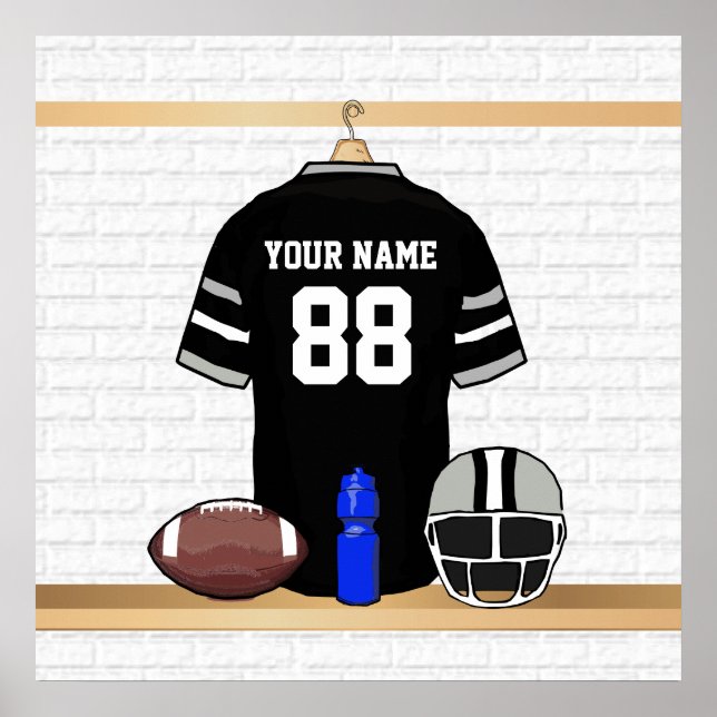 Poster Jersey de Cinzas Negra e Silver Personalizadas (Frente)