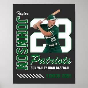 Poster Jersey Número Verde Foto Personalizada de Jogador 