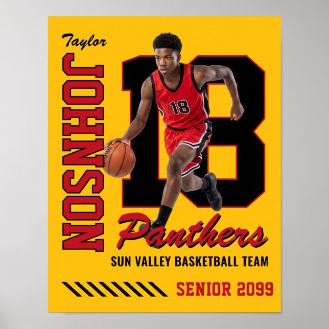 Poster Jersey Personalizado de Jogador de Basquete com Fo (Frente)