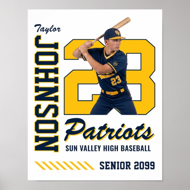 Poster Jersey Personalizado de Jogador de Beisebol com Fo (Frente)