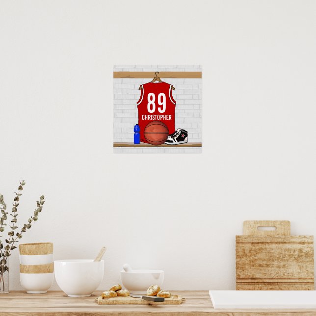 Poster Jersey Red e White Basball Personalizados (Cozinha)