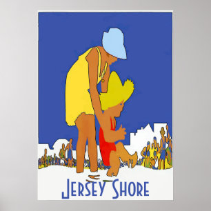 Poster Jersey Shore Beach Vintage Style