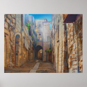 Poster Jerusalem Antiga Street David cidade Israel de art