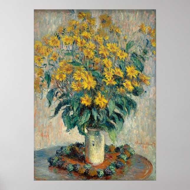 Poster Jerusalem Artichoke Flowers, 1880 (óleo na canvas) (Frente)