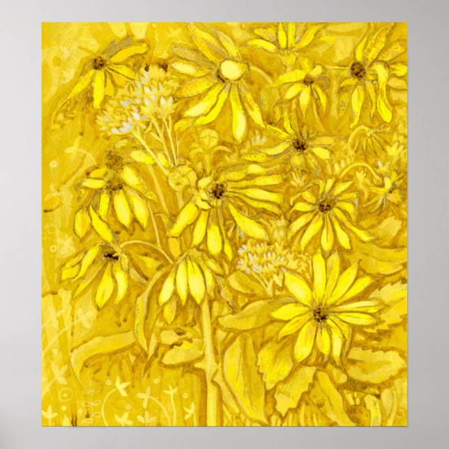Poster Jerusalém Artichokes Frotas de Verão Ouro Floral (Frente)