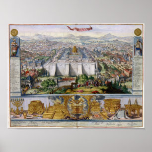 Poster Jerusalém e o Templo 1687 Panorama Antiquado