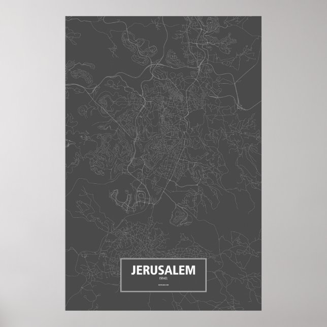 Póster Jerusalém, Israel (branco a preto) (Frente)