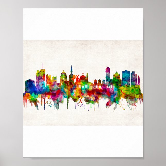 Poster Jerusalém Israel Skyline (Frente)