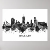 Jerusalém Israel Skyline BW