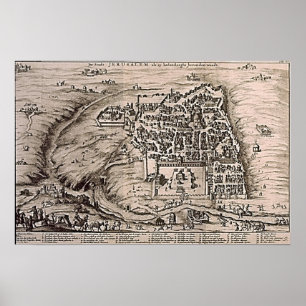 Póster Jerusalém - Mapa da Terra Santa - Vintagem