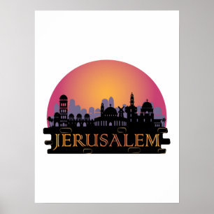 Poster Jerusalem Old City Skyline - Israel Travel
