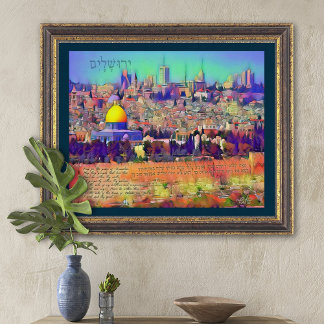 Poster Jerusalém Salm 122 Reze por Tela de Paz