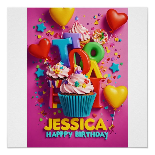 Póster Jessica Happy Birthday" (Frente)