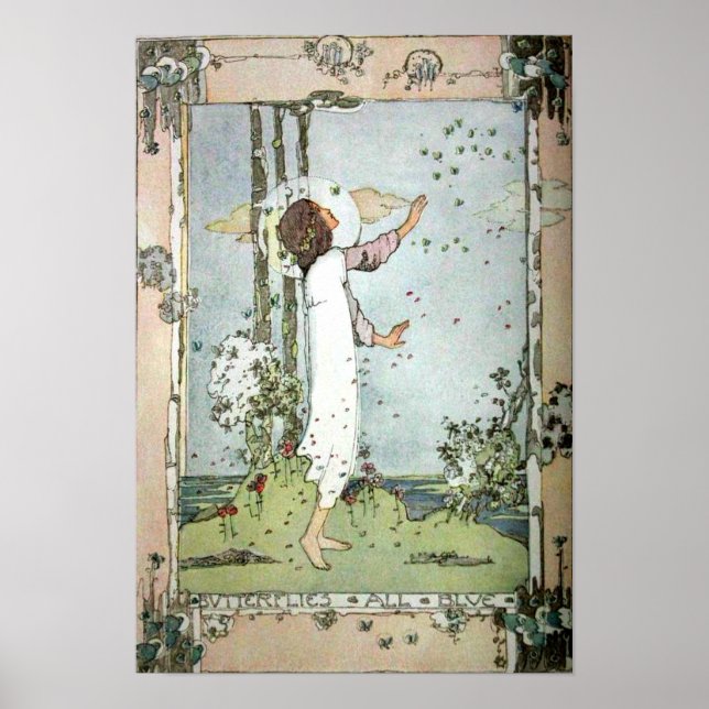 Poster Jessie M. King - Borboletas Tudo Azul (Frente)