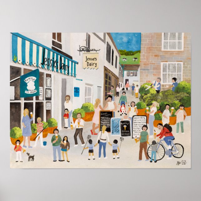 Póster Jessies Dairy em Mousehole (Frente)