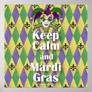 Póster Jester Mask Keep Calm e Mardi Gras