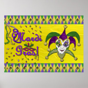 Póster Jester Mask Mardi Gras Harlequin