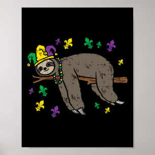 Poster Jester Sloth Lazy Day Animal Cute Engraçado Mardi