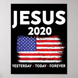 Poster Jesus 2020 - Sinal eleitoral EUA - bandeira Cristo