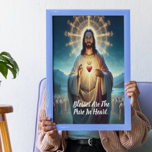 Poster Jesus abençoando o puro coração entre muitos