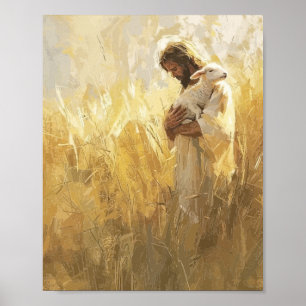 Poster Jesus Abraçando o Cordeiro – Gentil Pastor Kids