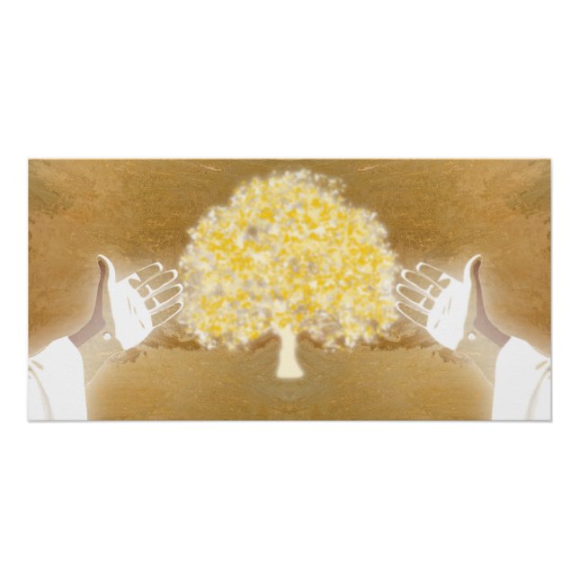 Póster Jesus Abre Unhas em Mãos Árvore da Vida (Frente)