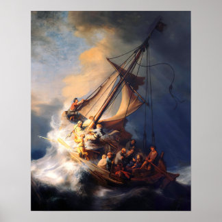 Poster Jesus acalma o mar tempestuoso de Galilee Rembrand