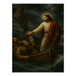 Póster Jesus acalma o Poster de Arte Storm™ LDS