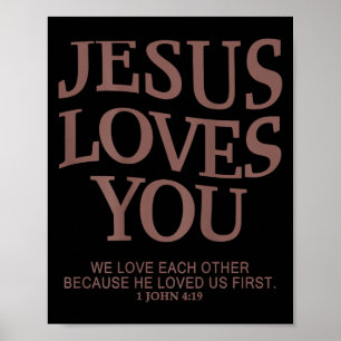 Poster Jesus Ama Jovem Cristão Deus Bom Menino Filho Meu
