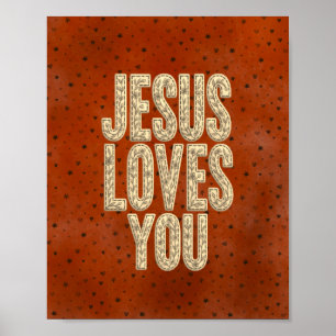 Poster Jesus Ama Você Encorajamento Cristão Rústico