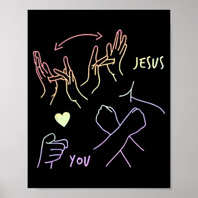 Poster Jesus Ama Você Língua de Sinais Cristã Fé  (Frente)