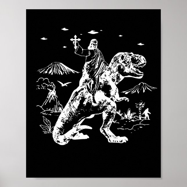 Poster Jesus Andando Dinossauro OVNI 90 Gráfico (Frente)