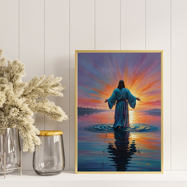 Poster Jesus Andando Na Água Arte Religiosa (Christian Digital Wall Art Jesus Walking On Water Religious Wall Art Printable Poster)