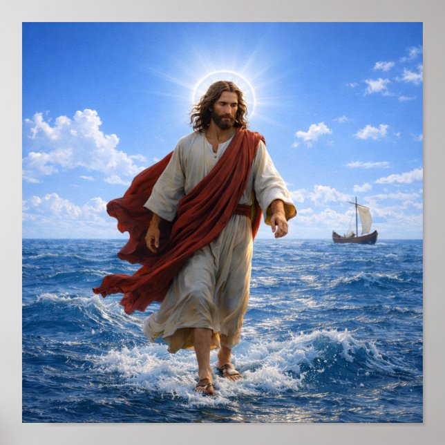 Poster Jesus andando sobre as águas (Frente)