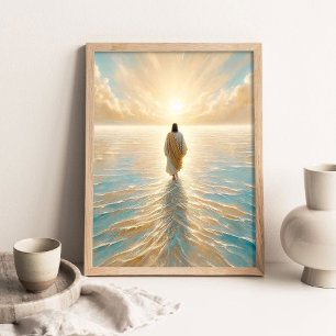 Poster Jesus andando sobre as águas ao nascer do sol, Art