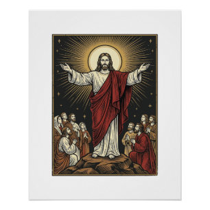 Póster Jesus Antigo Glória Radiante Gravação Cristã De
