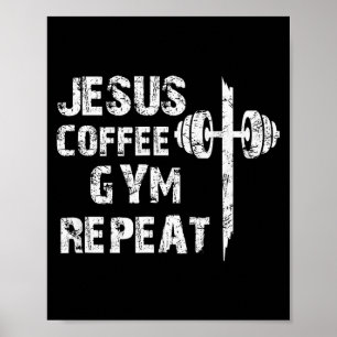Poster Jesus Café Ginásio Treino Cristão Levantamento de