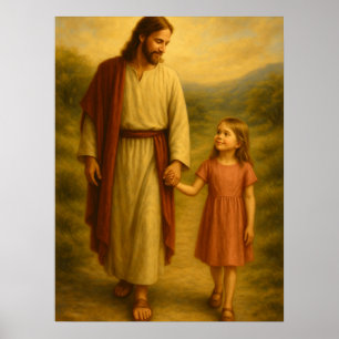 Poster Jesus Caminhando Com Menina™ Arte de Parede LDS Po