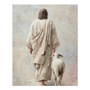 Póster Jesus Caminhando com o Cordeiro