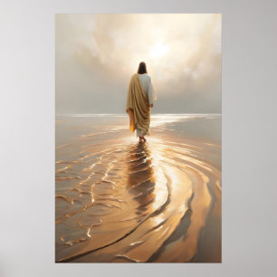 Poster Jesus Caminhando sobre as Águas Arte Cristã Pintur