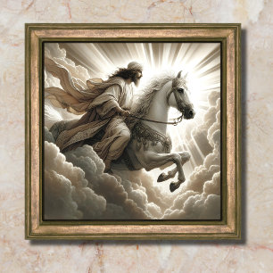 Poster Jesus Cavalgando uma Bíblia Cristã de Cavalo Branc