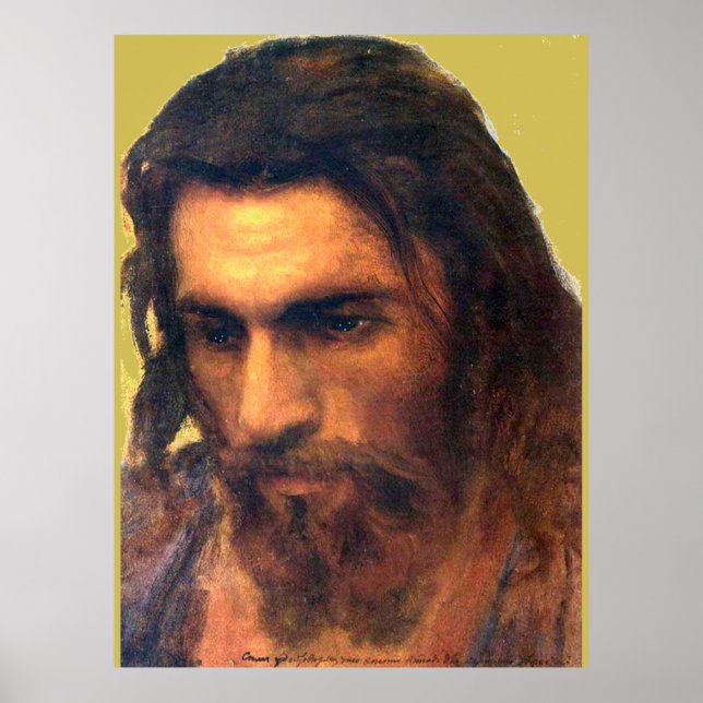 Poster Jesus Christ head study before 1872 by I. Kramskoi (Frente)